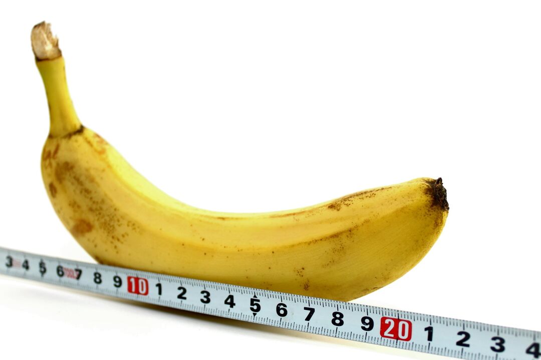 The size of the penis using the example of a banana