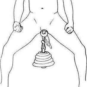Penis enlargement by hanging a weight